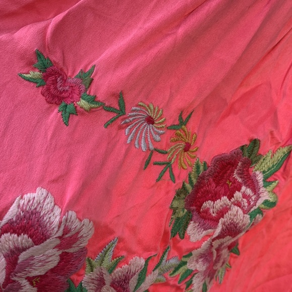 JOHNNY WAS Mixed Silk Print Floral Embroidered V-Neck Dress S - Picture 8 of 10